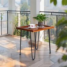 Large Mahogany Tea Table With Leaf Pattern, Coffee Table, Legs Made Of Lacquered Iron, For Use In The Living Room, On The Sofa Or In The Garden
