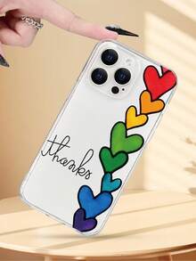 1 pezzo Custodia per telefono creativa con motivo a cuore arcobaleno, adatta come regalo per famiglia, amici, coppie, guscio protettivo trasparente e morbido compatibile con 17/16/15/14/13/12/11/7/8/XR/XS/Plus/Pro/Pro Max e serie Galaxy S/A, perfetta per regali di vacanza