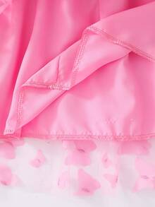 Girls Ruffled Butterfly Mesh Flutter Sleeve Elegant Dress With Belt, Pink, Summer - Pink - View 7