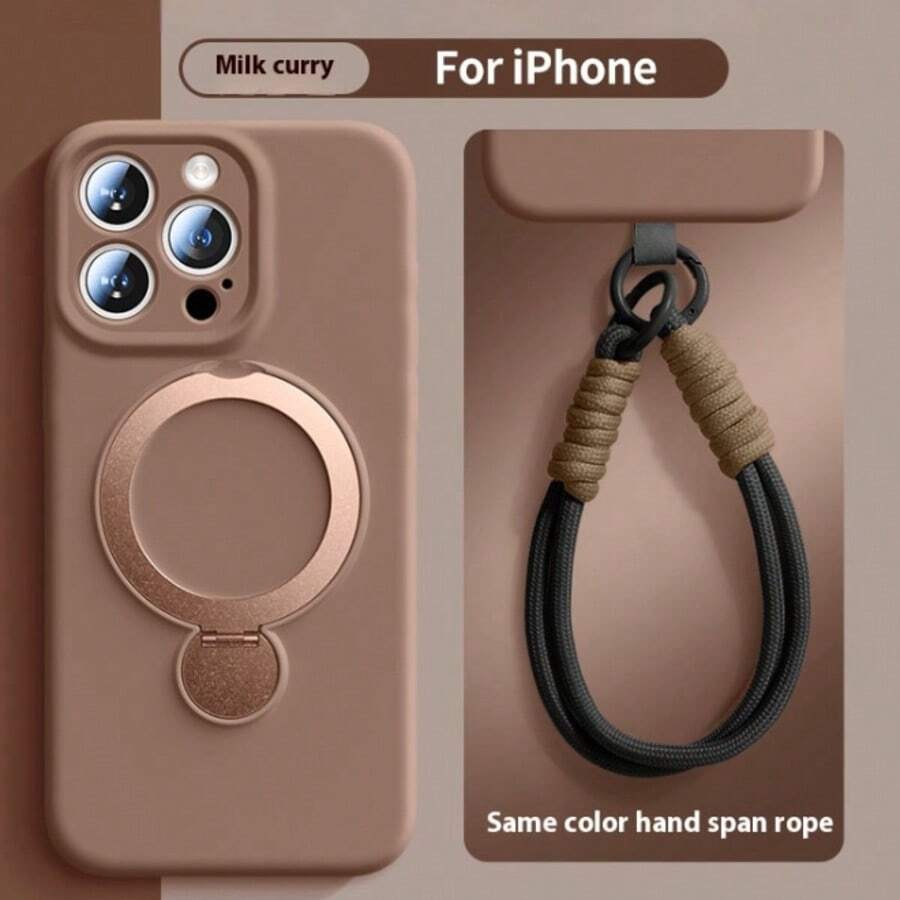 Magnetic Ultra-Thin Magnetic Phone Case Compatible With IPhone 16, 16 Pro Max, 15 Pro, Liquid Silicone Phone Case With 360° Support, Lanyard, Kickstand And Camera Lens Protection