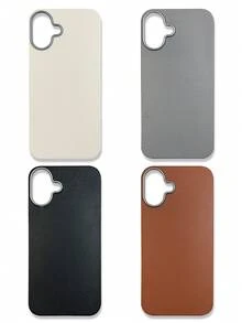 4-Pack Luxury Leather Texture Phone Cases, Compatible With IPhone & Galaxy, Black, Grey, Brown, Beige - Multicolor - View 36