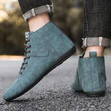 Men's High-Top Boots, Lightweight, Comfortable, Versatile, Retro - D411  Green - View 8