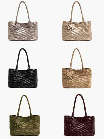 Bolso de mano tejido de cuero suave de alta calidad 2025, bolso de hombro minimalista y de moda