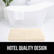 Premium Luxury Bath Rug, Absorbent, Soft, Thick Shag, Plush Bathroom Rugs, Washable, Microfiber Quick Dry, Mats Shower, Bathtub And Floor Accessories, 24x17, Ivory