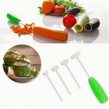 1个塑料去核器,4合1多功能果蔬去核器,带长柄,耐用ABS材质,适用于蔬菜、黄瓜、苹果、梨等,厨房小工具 - 彩色 - 查看 12