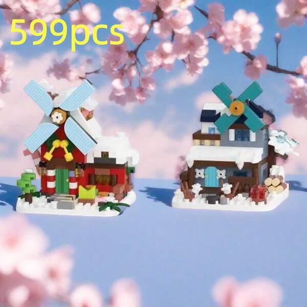 Creative Windmill Treehouse Building Block Set, Elegant Home Decor, Collectible Gift, Suitable For Halloween, Christmas, Thanksgiving, Birthday, New Year