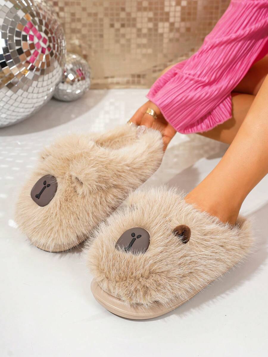 Pantoufles glissantes mignonnes et de dessin animé pour femmes, légères et confortables, chaudes avec bout fermé. Pantoufles d'intérieur adaptées pour la maison, le salon, le dortoir en automne/hiver