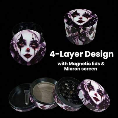 2英寸女孩香草研磨机香草香料研磨器烟草芽研钵研杵盐粉碎机便携式4节手动锌合金烟草生草研磨机香烟吸烟配件礼物