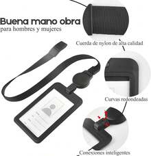 OUPEI - Porta Gafete de Retráctil Vertical [2 Piezas], Porta Credencial Gafete con Cordón para Hombr y Mujer, Gafete para Oficina Negocios Exposición Útiles Escolares y Trabajo - 1 - Ver 3