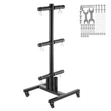 Estantería vertical de almacenamiento con ruedas - Capacidad de 454 kg, soporte para barra de gimnasio en casa, diseño compacto de 600x600x1350 mm, acabado negro elegante