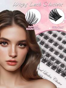MEM 280/144/120pcs Cluster False Eyelashes, High Capacity, D-Curl, 8-16mm, DIY Lash Clusters, Natural Look, Thick & Long, Super Soft & Lightweight, Reusable, Single Strand Segmented False Lashes, Lash Extension Kit, Suitable For Travel, Daily Wear (Beginner Friendly), Weddings, Dates, Parties, Holidays, Also Great As Christmas/Halloween/Gift Lash Set - 黑色 - 查看 5