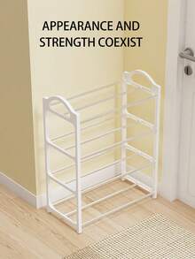 4-Tier Black & White Shoe Rack, Simple Home/Dorm Use Storage Organizer, High Capacity Multi-Layer Assembled Creative Shoe Shelf - Multicolor - View 5