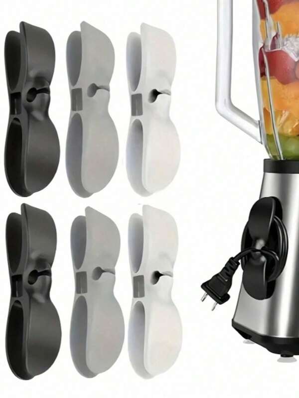 6 piezas Organizador de cables, Clips de gestión de cables de escritorio, Soporte adhesivo para cables para el hogar, oficina, cocina, dormitorio, sala de estar - Color aleatorio