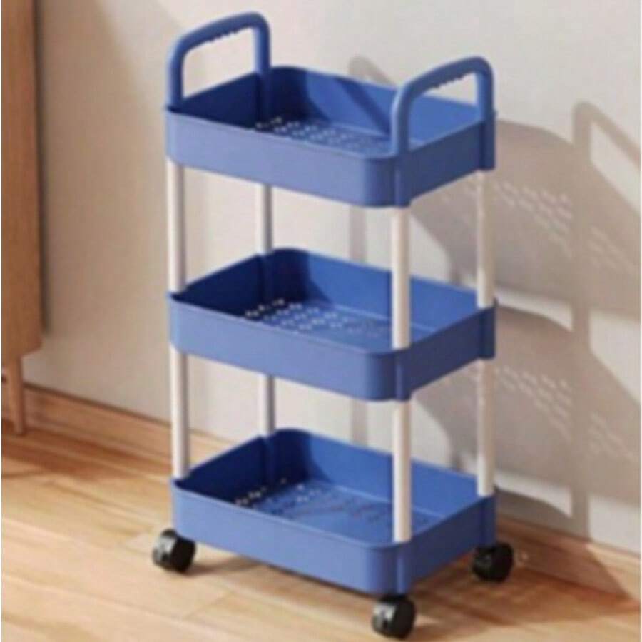 Three-Layer Trolley With Handrails, Rolling Storage Cart 3 Tier ...