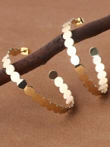 1 对 C 形圆点耳环，女士情人节大耳环套装，多色耳钉套装 - 金黃色 - 查看 8