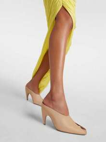 Womens Kitten Heel Mules Open Toe Slip On Slide Sandals Summer Dress Shoes - Màu Khaki - Xem 2