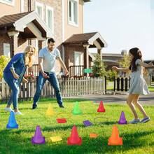 Juego de Carnaval 31 Piezas 3 en 1 para Niños - Conos de Plástico Blando, Bolsas de Frijoles,Juegos de Lanzamiento de Aros - Juego Exterior para Jardín, Fiestas Familiares y de cumpleaños - 1 - Ver 4