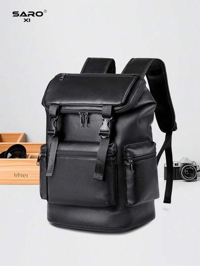 saroxi Men's Casual Backpack, Fashionable Flip-Cover Backpack, Lightweight And Portable, Suitable For Travel, Camping, Hiking, School, Student, Campus, Youth, Essential Gift Laptop Bag Travel Bags