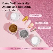 4Pcs Chrome Nail Powder For Gel Nails, Aurora Fine Glitter Powder Mirror Effect Pigment Pearlescent Mermaid Pigment Pearl Glitter For Home DIY Salon Use{"Color_name":"WhiteBlueGoldSilver"} - 白色藍色金色銀色 - 查看 5