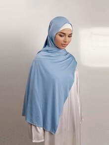 1件装高级液态针织头巾,高品质奢华女士穆斯林围巾披肩,长款弹力头巾,适合日常生活、外出和聚会。 - 彩色 - 查看 17