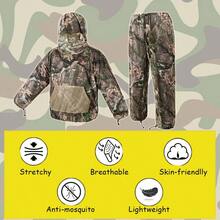 Ein Set aus Ghillie-Anzug mit Taschen, rundum Schutz, Tarnkleidung, die für Outdoor-Jagd, Angeln, Vogelbeobachtung, Fotografie verwendet werden kann - Rostbraun - Übersicht 5