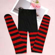 2 Pairs Women's Nylon Striped Tights Striped Tights Women Women's Stocking Hosiery - Đỏ và Đen - Xem 4