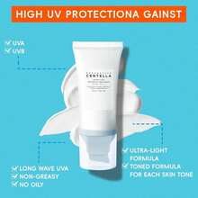 Centella Sunscreen SPF 50, 50ML Sunscreen Face Serum, Daily UV Defense Sunblock Summer For Face, Travel Essentials For - Màu xanh nhạt - Xem 5