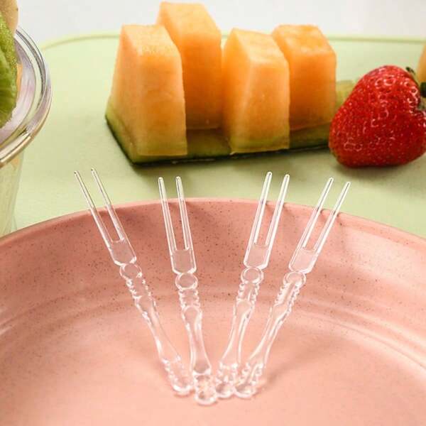 Transparent Plastic Forks - 100-Pack For Desserts, Cake Servings & Travel Use