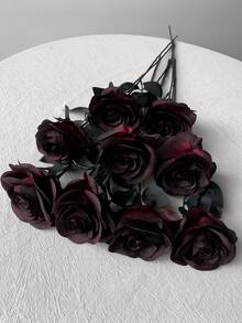 20/10/6pcs Set Artificial Black Rose Flowers, Long Stem, Suitable For Home, Wedding, Party, Halloween, Gothic Dark Style Decor, Outdoor Photography Props, Artificial Flowers, Dark Style Decor, Artificial Rose Bouquet - Multicolor - View 4