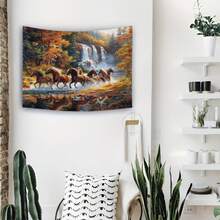 Tablou decorativ vibrant cu cai - Decor multifuncțional din poliester pentru sufragerie, studio și fundaluri de petrecere - Ideal pentru zile de naștere și sărbători