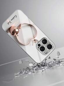 1pc Customizable Text High-Grade Multi-Functional Metal Apple Pattern Tempered Glass Material Phone Case Compatible With IPhone 17 Pro Max/17 Air/16/15/13/12/11/XS Max/6 7 8 Plus, S25 Ultra/S24 FE/S23 Plus/S22 Pro/S20/S21 FE, Holiday Gift, Birthday Gift, Couples, Pets, Friends, Classmates, Siblings, Family, Fashion High-Definition Printed Protective Cover