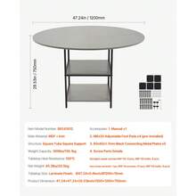 Round Dining Table, 47 Inch Wood Table For 4-6 Person, Modern Circle Dinner Furniture, Leisure Tables With Storage Shelf And Metal Legs, For Home Kitchen Living Room, Grey (Only Table) - Grey - View 7