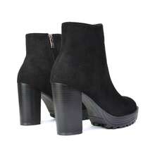 XY LONDON Cole Ankle Boots With Platform Block High Heel - Hitam legam - View 2