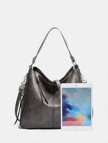 时尚百搭高品质单肩包 - 灰色 - 查看 2