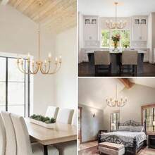 Puyveyor 8-Light Black Chandeliers For Dining Room, Dining Room Light Fixtures, Farmhouse Candle Chandeliers For Kitchen, Living Room, Foyer, Entryway, Staircase