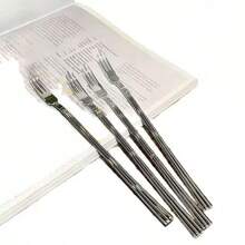 Tenedores de cena de mango largo de acero inoxidable, tenedores gruesos y duraderos para pasta, ensalada de verduras, frutas de cafetería, utensilios de cocina, adecuados para el hogar, restaurante, hotel, tienda de fideos, McDonald's, fiesta, cafetería, vuelta al colegio, regalos de Navidad