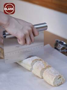 1pc Stainless Steel Dough Cutter, Chopper, Pizza, Bagels, Bread, Flatbread, Pastry, Noodles, Non-Slip Grip Handle And Updated Smooth Blade - Silver - View 1