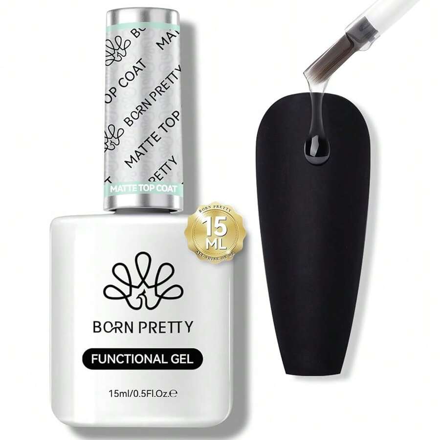 Matte Gel Top Coat, Matte Finish Nail Polish Top Coat Matte Gel Top Coat For Gel Nail Polish, 15ml No Wipe Matte Finish For Long Lasting Gel Nail Art DIY{"Color_name":"MatteTopCoat"} - 霧面面漆 - 查看 1