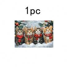 1 pièce/4 pièces/6 pièces Vaisselle avec motif de chat de Noël dans la neige, vaisselle thermoprotectrice, vaisselle en polyester lavable en machine, vaisselle de protection, décoration centrale, décoration quotidienne pour le salon familial, convient pour la décoration de rassemblement de groupe - Multicolore - Voir 12
