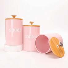 EZIFY 3-Piece Bamboo Lid Airtight Jars - Multi-Purpose Kitchen Storage Containers With Metal Bases, Suitable For Tea, Coffee, Spices, Stackable Storage Jars, Airtight Containers For Preserving Nuts, Grains And Dried Foods.