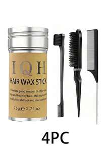 Set da 4 pezzi di pettini e cera per capelli, 1 pezzo di barretta di cera per capelli non unta per styling, pomata forte che rende i capelli ordinati e puliti, 1 pezzo di pennello per bordi per mantenere i bordi dei capelli lisci, 1 pezzo di pettine per acconciare i capelli lisci, controllo dei baby hair e domare le doppie punte