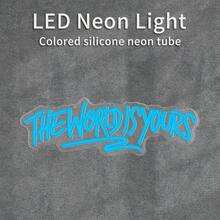 "The Word Is Yours" Neon Sign - USB-Powered Wall Art With 8 Vibrant Colors, Adjustable Text LED Light For Home Office Bar Cafe Wedding Party Decor, Anniversary Valentine's Gift, Ambient Lighting | Customizable Light Decor | Colorful Neon Lights, Neon Signs For Wall Decor