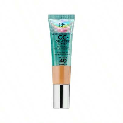  IT Cosmetics 美肌CC霜，哑光妆效，SPF 40，小麦色，32毫升/1.08盎司 | 全效遮瑕，无油配方，哑光妆效，SPF 40防晒 | 轻盈可叠加配方，均匀肤色，遮盖瑕疵