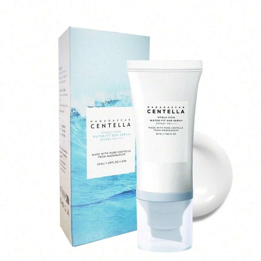 Centella Sunscreen SPF 50, 50ML Sunscreen Face Serum, Daily UV Defense Sunblock Summer For Face, Travel Essentials For - Màu xanh nhạt - Xem 1