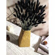 120pcs Bunny Tail Dried Flower Blue Bunny Tail, Natural Bulk Dried Flowers Bohemian Wedding Rustic Party Decoration, Home Vase Decoration, Garland, Birthday Cake Decoration Blue - Black - View 6