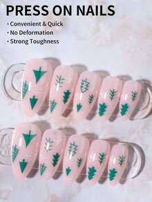 Bộ 24 miếng dán móng tay hình quả hạnh nhân cây thông Noel kiểu Pháp, vừa vặn hoàn hảo, bao gồm: 1 miếng gel dẻo và 1 dũa móng. Móng tay Giáng sinh giúp đầu ngón tay bạn tỏa sáng rực rỡ, phù hợp cho các bữa tiệc, khiêu vũ và sử dụng hàng ngày vào mùa thu. - Nhiều màu - Xem 3