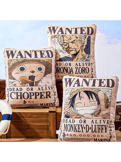 Miniso One Piece Classic Series 16 Inch Roronoa Wanted Poster Throw Pillow, Made Of High Quality Fabric Com Tafel Filling, Perfect Living Room Sofas(1 PC)
