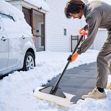 Snow Pusher Shovel, 24 In Wide Outdoor Snowplow Shovel With Ergonomic Grip, HDPE Plastic Blade, Winter Shovels With Segmented Handle, Portable Snow Removal Tool For Driveway Garden Camping - 20-25inch - View 1