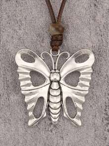 1入流行蝴蝶形吊墜長項鏈，復古簡約項鏈，適用於音樂節派對和送女友或母親的禮物 - 蝴蝶型 - 查看 16