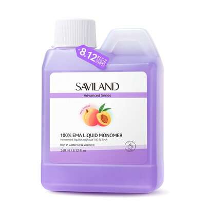  SAVILAND Advanced Monomer Acrylic Nail Liquid: Pure EMA Acrylic Liquid Peach Scent Nail Acrylic Monomer Liquid Non-Yellowing EMA Monomer For Acrylics Powder NailArt 240 Ml